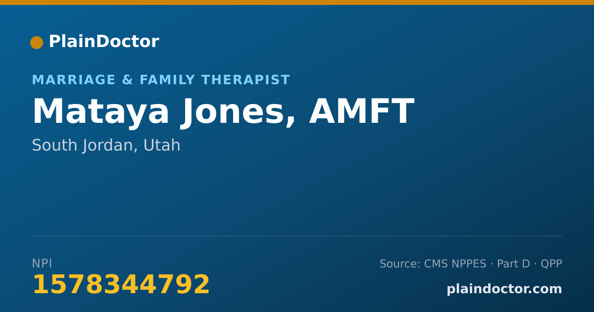 Shareable card for Mataya Jones, AMFT - Marriage & Family Therapist, South Jordan, UT