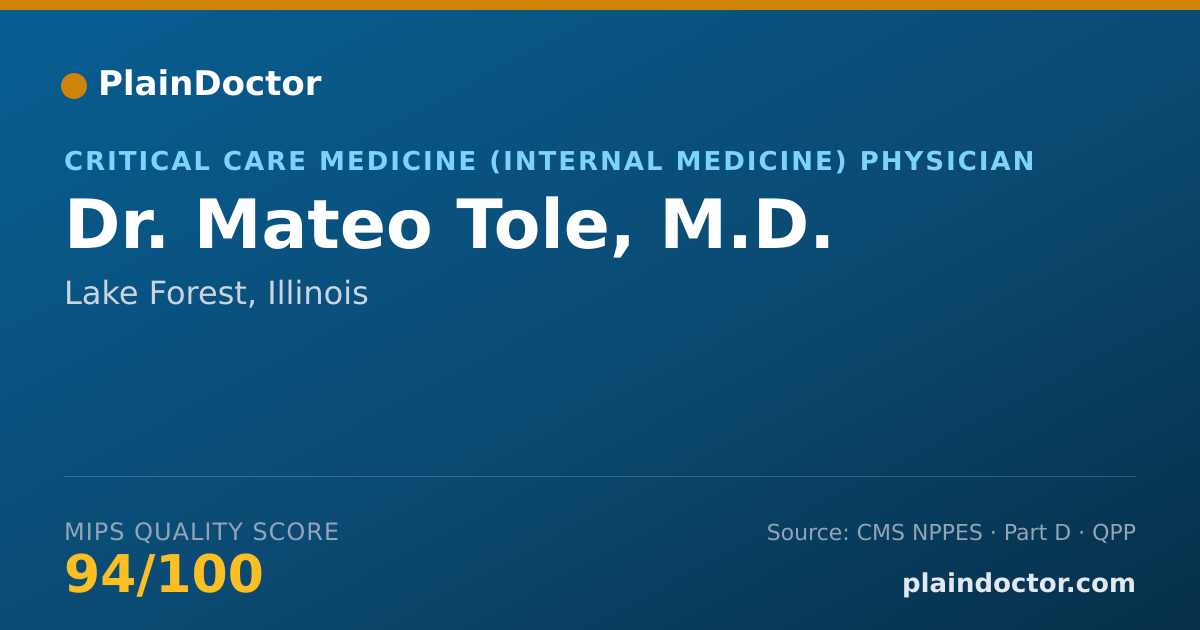 Shareable card for Mateo Tole, M.D. - Critical Care Medicine (Internal Medicine) Physician, Lake Forest, IL