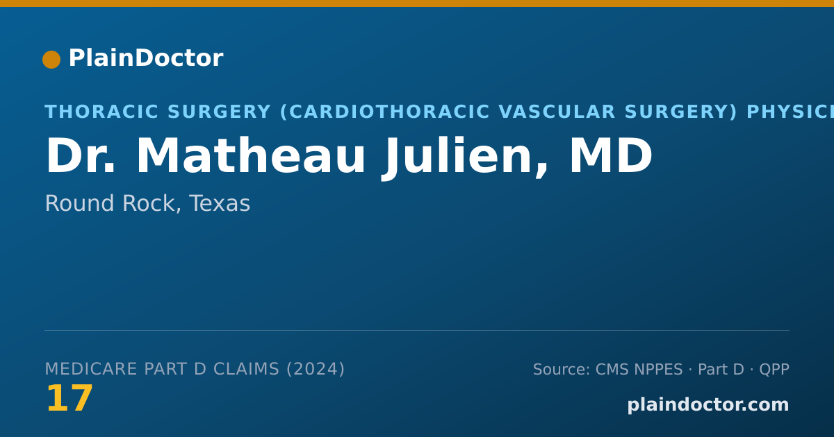 Shareable card for Matheau Julien, MD - Thoracic Surgery (Cardiothoracic Vascular Surgery) Physician, Round Rock, TX