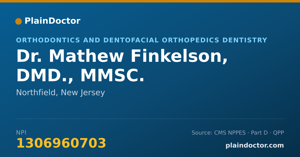 Shareable card for Mathew Finkelson, DMD., MMSC. - Orthodontics and Dentofacial Orthopedics Dentistry, Northfield, NJ