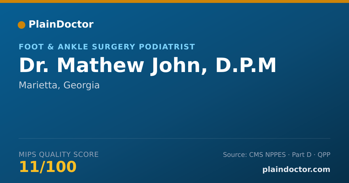 Shareable card for Mathew John, D.P.M - Foot & Ankle Surgery Podiatrist, Marietta, GA