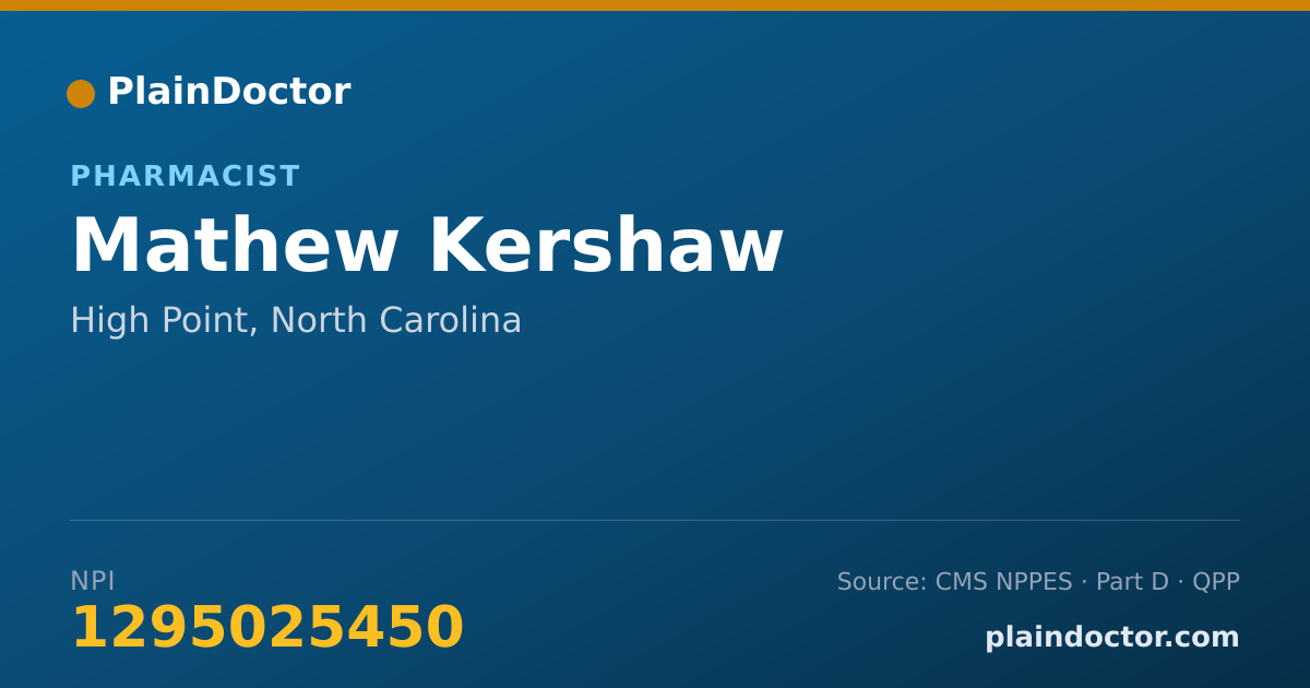 Shareable card for Mathew Kershaw - Pharmacist, High Point, NC