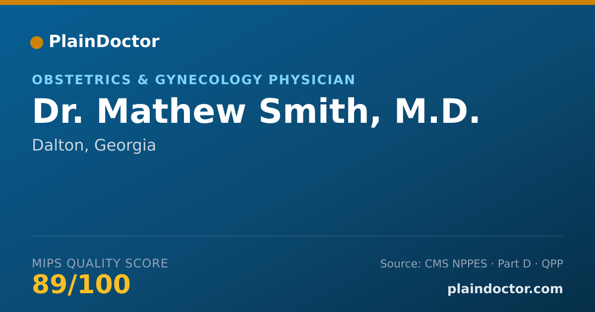 Shareable card for Mathew Smith, M.D. - Obstetrics & Gynecology Physician, Dalton, GA