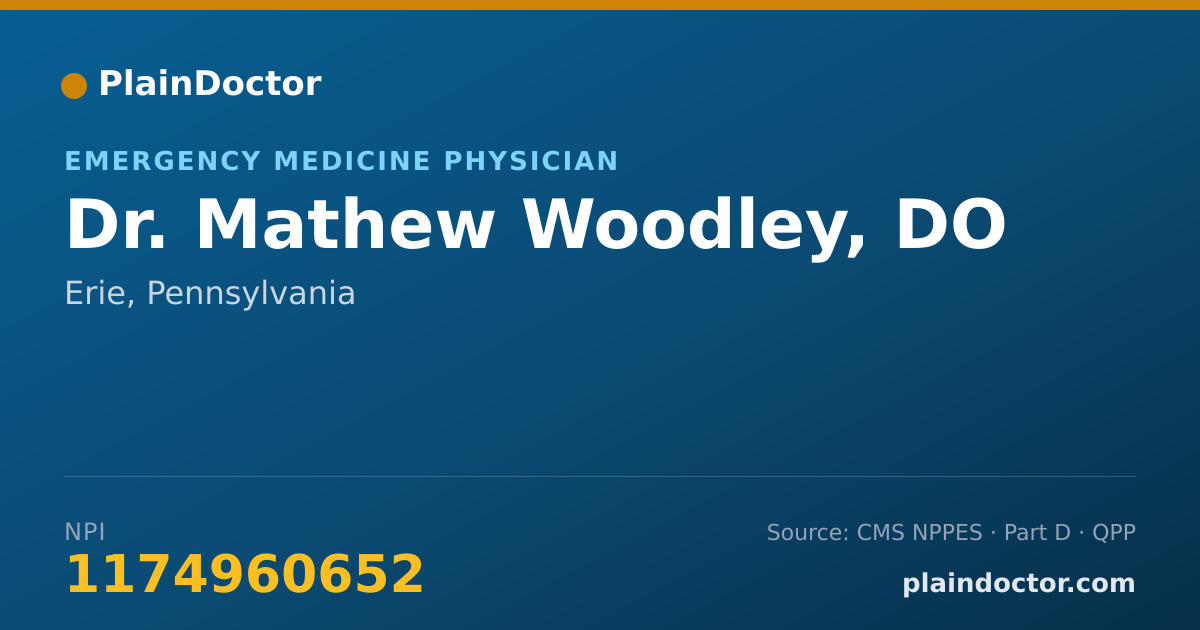 Shareable card for Mathew Woodley, DO - Emergency Medicine Physician, Erie, PA