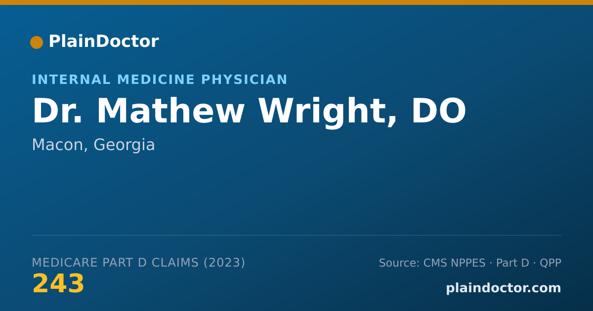 Shareable card for Mathew Wright, DO - Internal Medicine Physician, Macon, GA