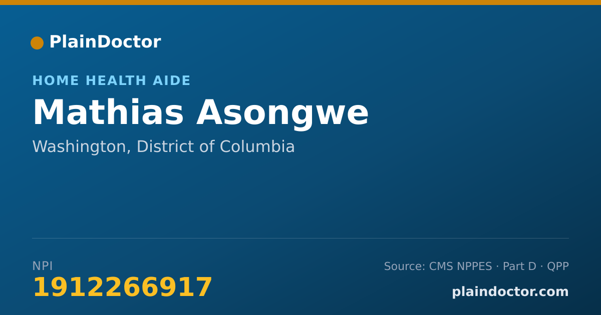 Shareable card for Mathias Asongwe - Home Health Aide, Washington, DC
