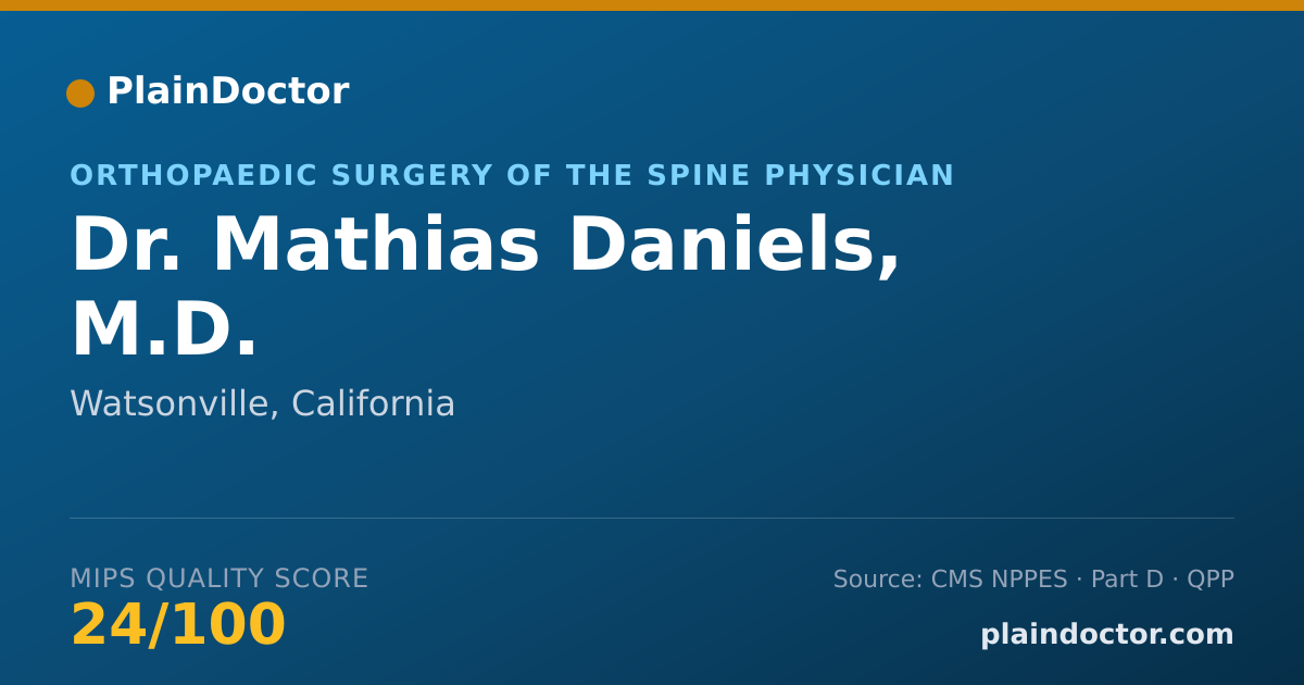 Shareable card for Mathias Daniels, M.D. - Orthopaedic Surgery of the Spine Physician, Watsonville, CA