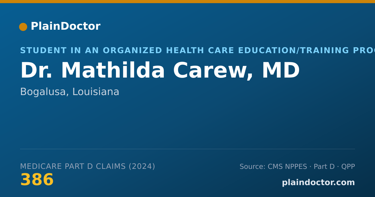 Shareable card for Mathilda Carew, MD - Student in an Organized Health Care Education/Training Program, Bogalusa, LA