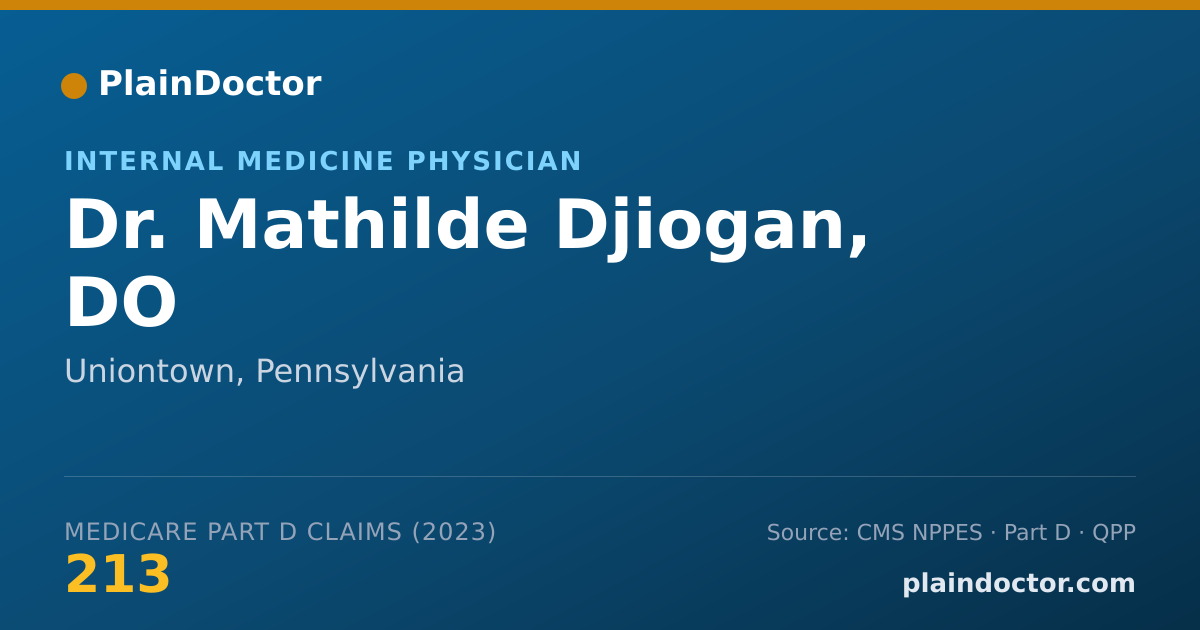 Shareable card for Mathilde Djiogan, DO - Internal Medicine Physician, Uniontown, PA