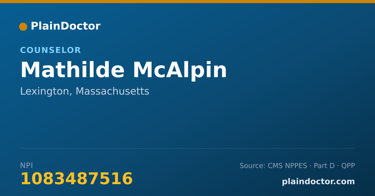 Shareable card for Mathilde McAlpin - Counselor, Lexington, MA