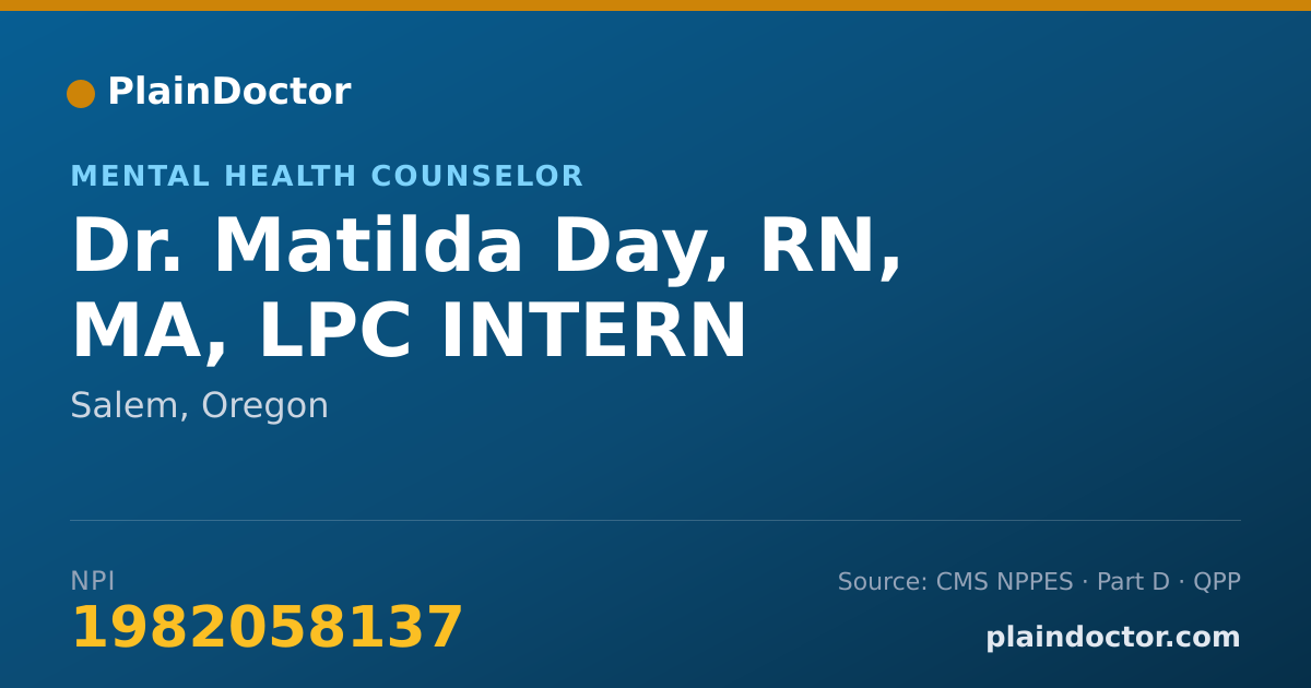 Shareable card for Matilda Day, RN, MA, LPC INTERN - Mental Health Counselor, Salem, OR
