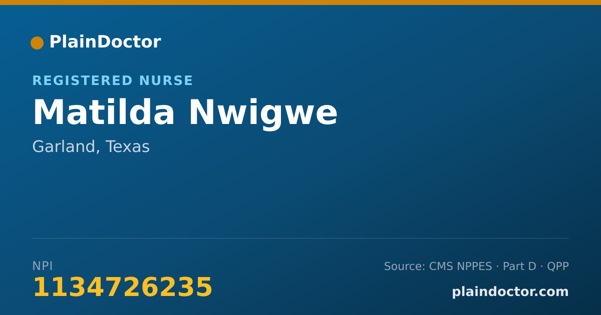 Shareable card for Matilda Nwigwe - Registered Nurse, Garland, TX