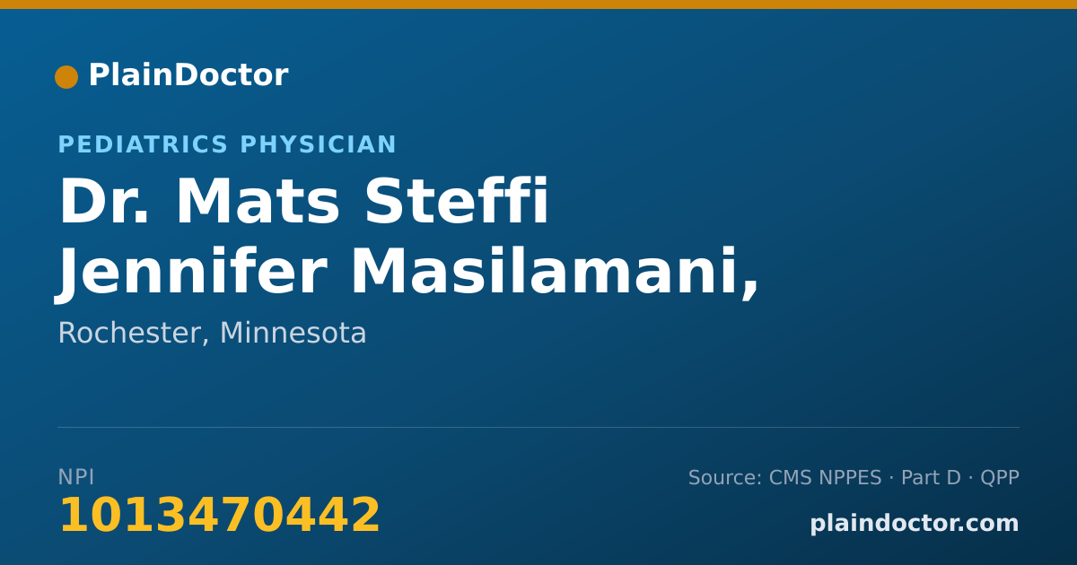 Shareable card for Mats Steffi Jennifer Masilamani, MD - Pediatrics Physician, Rochester, MN