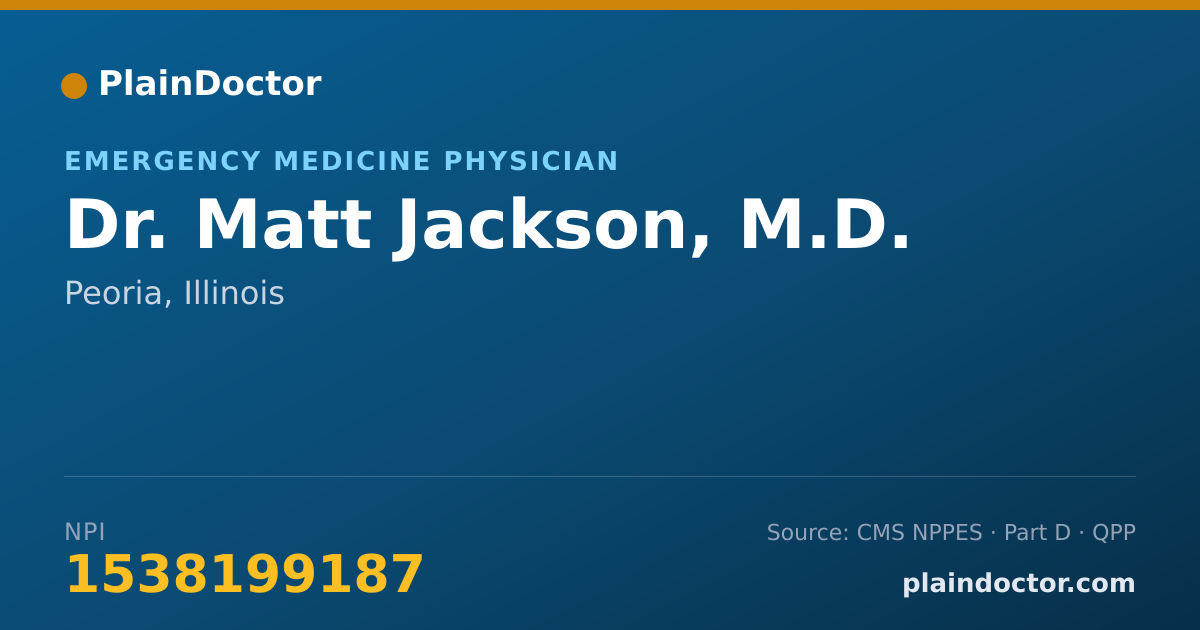 Shareable card for Matt Jackson, M.D. - Emergency Medicine Physician, Peoria, IL