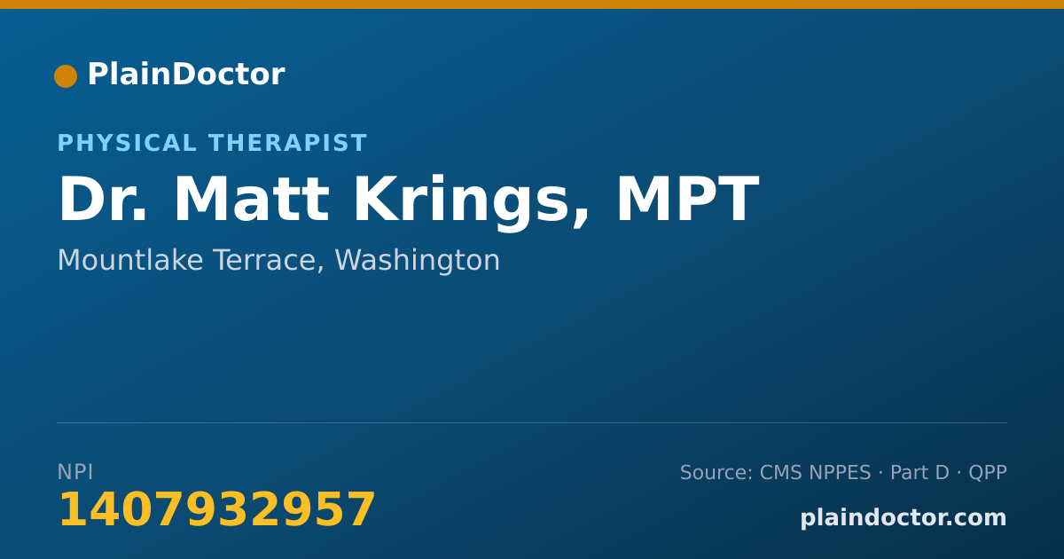 Shareable card for Matt Krings, MPT - Physical Therapist, Mountlake Terrace, WA
