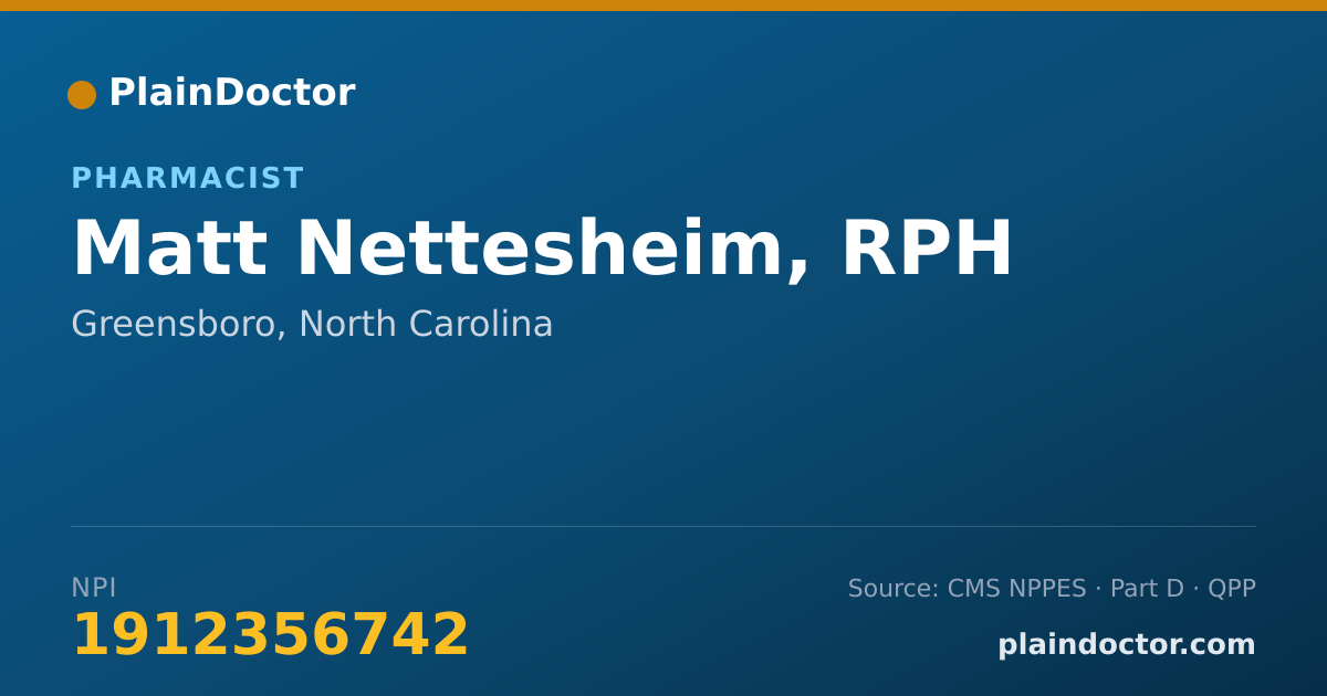 Shareable card for Matt Nettesheim, RPH - Pharmacist, Greensboro, NC