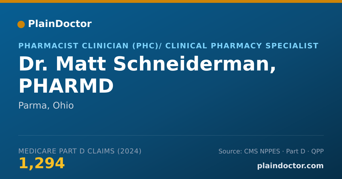 Shareable card for Matt Schneiderman, PHARMD - Pharmacist Clinician (PhC)/ Clinical Pharmacy Specialist, Parma, OH
