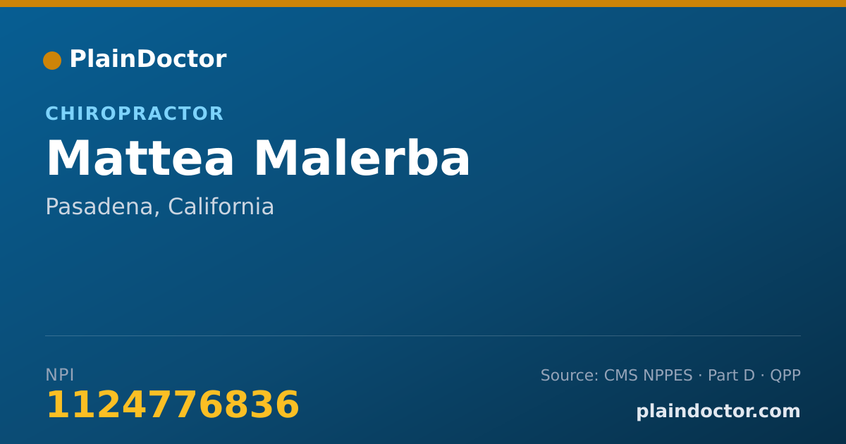 Shareable card for Mattea Malerba - Chiropractor, Pasadena, CA