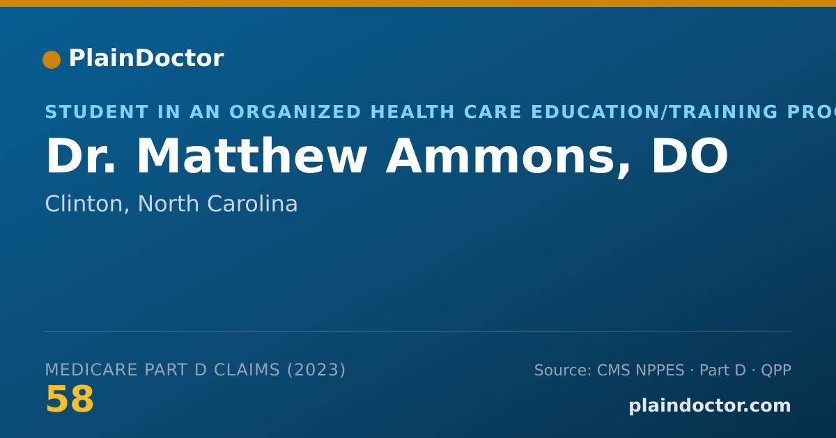 Shareable card for Matthew Ammons, DO - Student in an Organized Health Care Education/Training Program, Clinton, NC