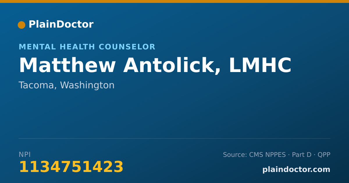 Shareable card for Matthew Antolick, LMHC - Mental Health Counselor, Tacoma, WA