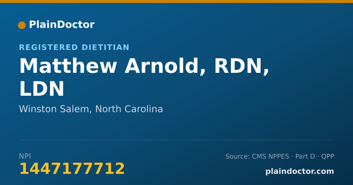 Shareable card for Matthew Arnold, RDN, LDN - Registered Dietitian, Winston Salem, NC