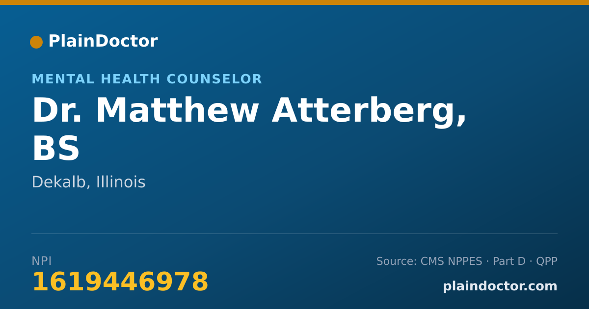 Shareable card for Matthew Atterberg, BS - Mental Health Counselor, Dekalb, IL