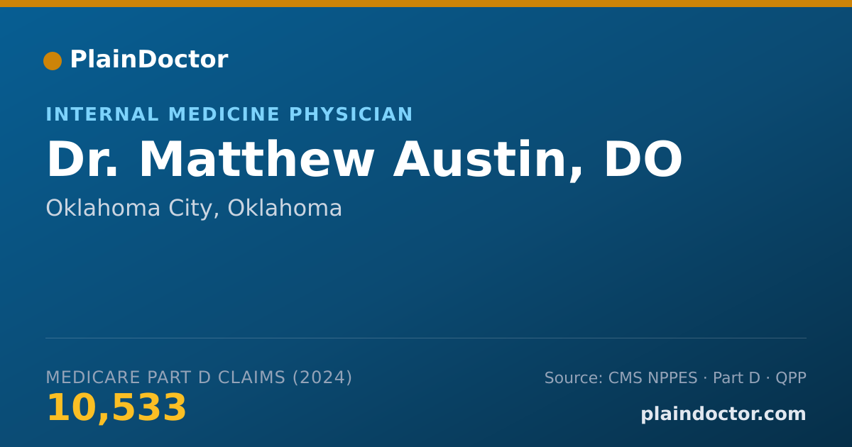 Shareable card for Matthew Austin, DO - Internal Medicine Physician, Oklahoma City, OK