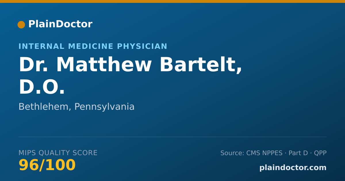 Shareable card for Matthew Bartelt, D.O. - Internal Medicine Physician, Bethlehem, PA