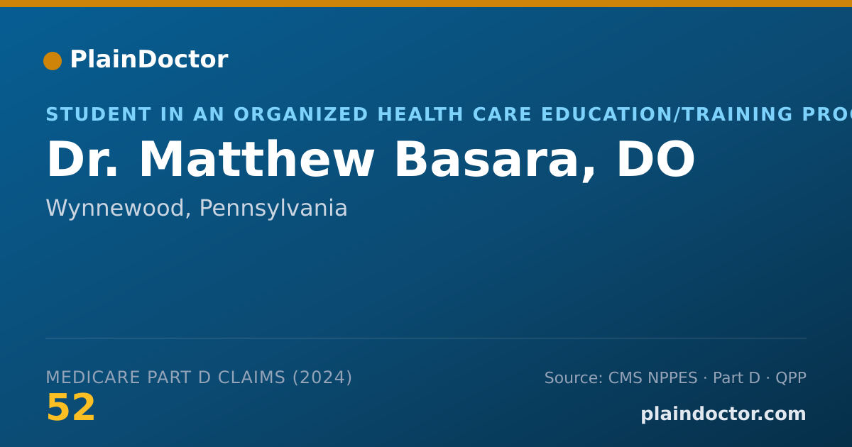Shareable card for Matthew Basara, DO - Student in an Organized Health Care Education/Training Program, Wynnewood, PA