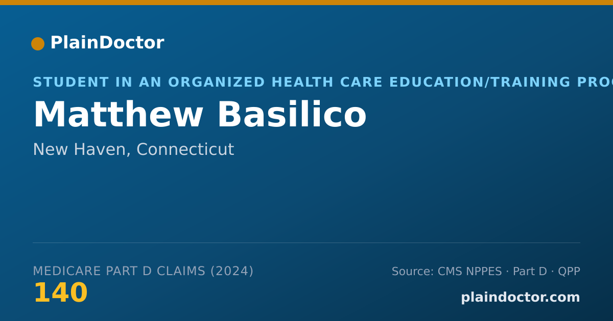 Shareable card for Matthew Basilico - Student in an Organized Health Care Education/Training Program, New Haven, CT
