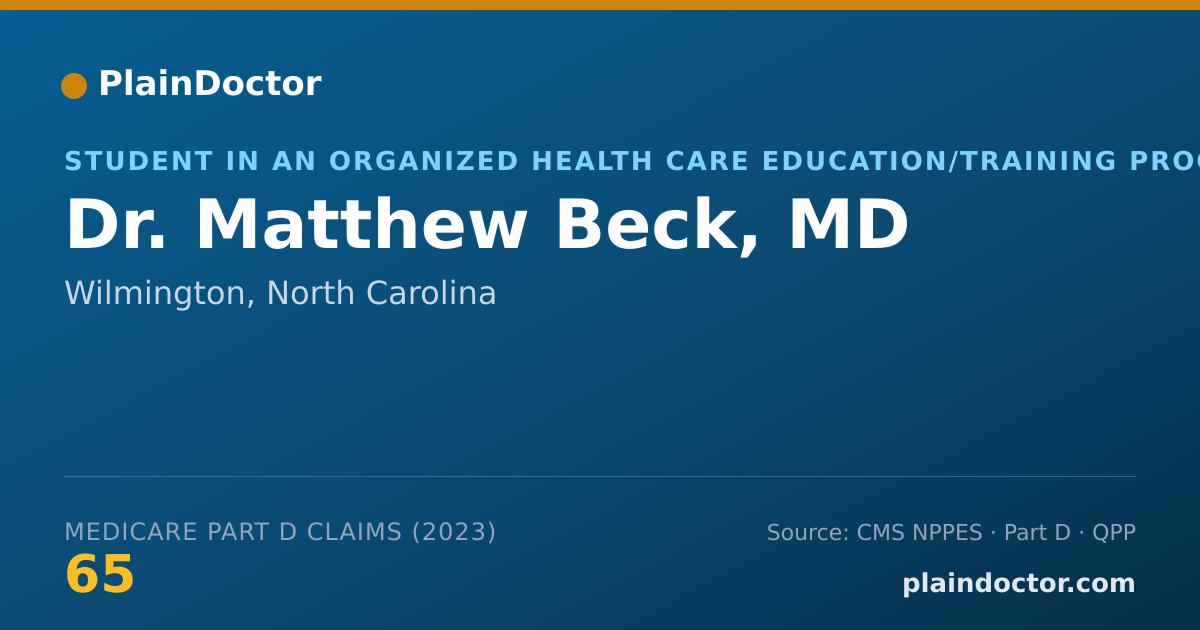 Shareable card for Matthew Beck, MD - Student in an Organized Health Care Education/Training Program, Wilmington, NC