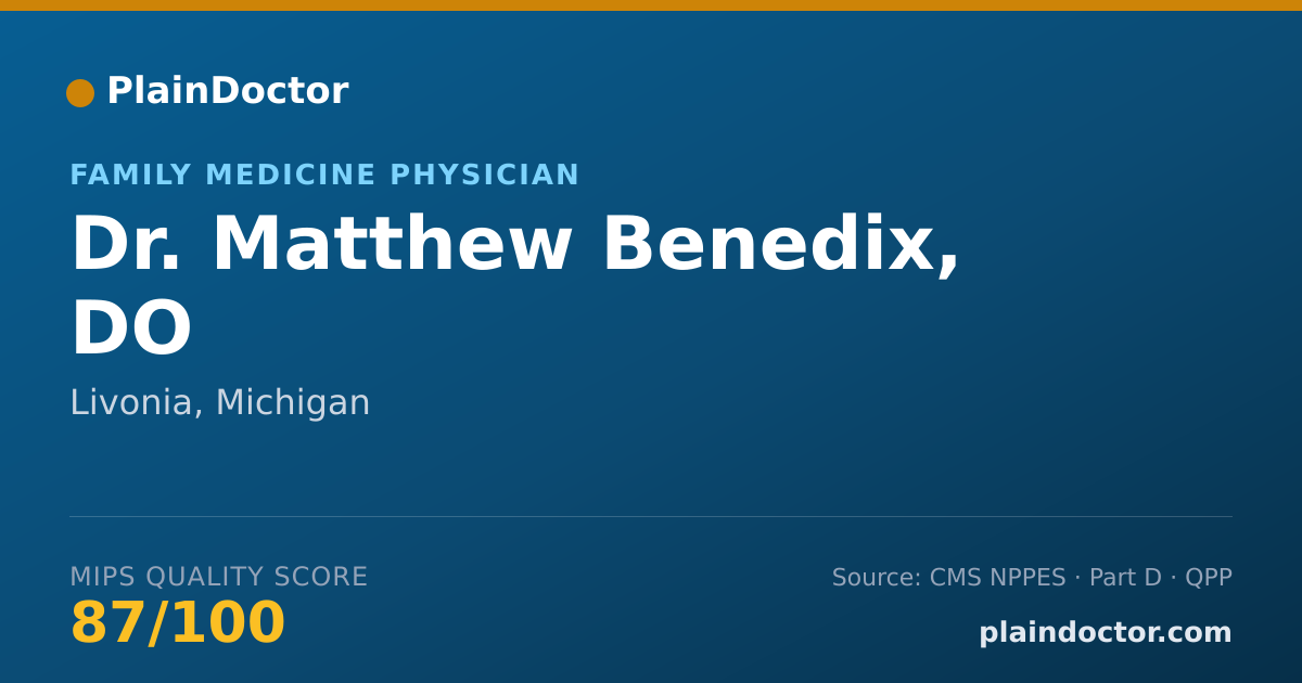 Shareable card for Matthew Benedix, DO - Family Medicine Physician, Livonia, MI