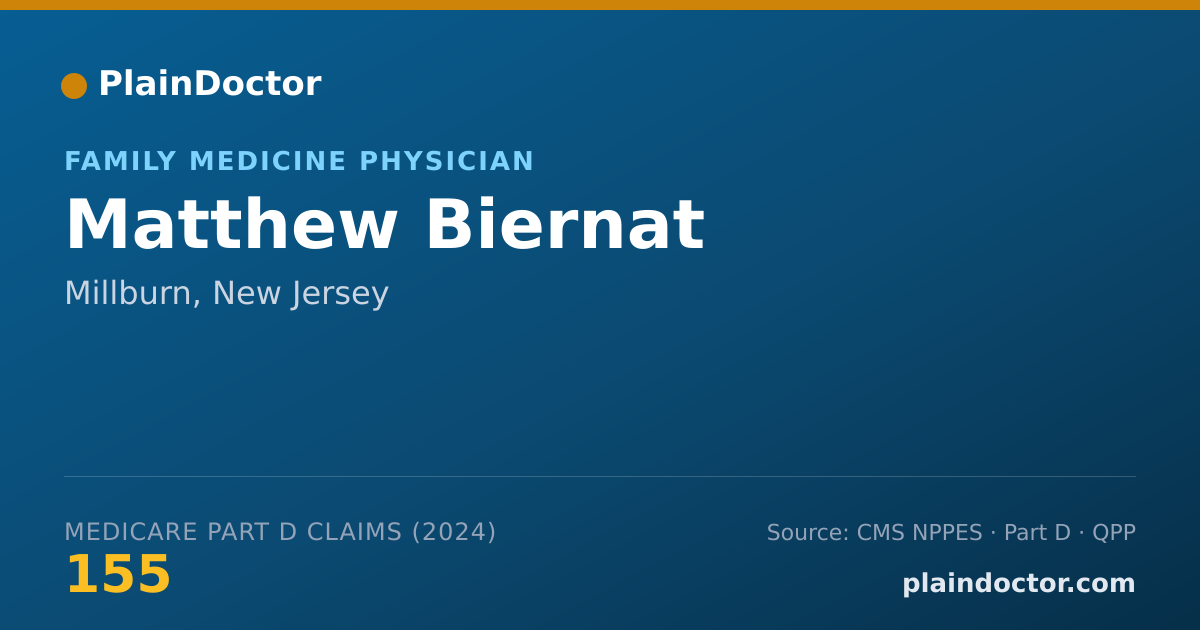 Shareable card for Matthew Biernat - Family Medicine Physician, Millburn, NJ