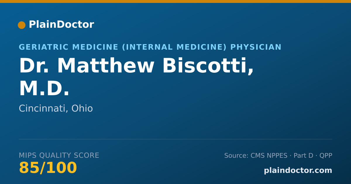 Shareable card for Matthew Biscotti, M.D. - Geriatric Medicine (Internal Medicine) Physician, Cincinnati, OH