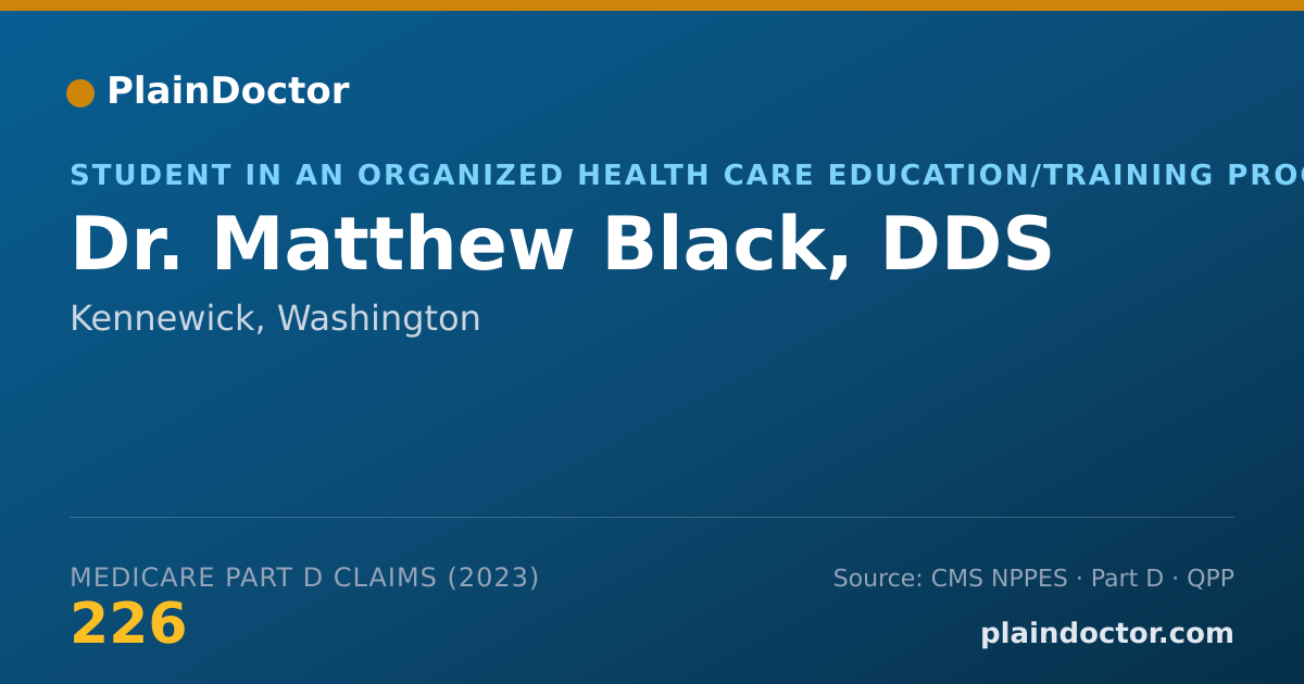 Shareable card for Matthew Black, DDS - Student in an Organized Health Care Education/Training Program, Kennewick, WA