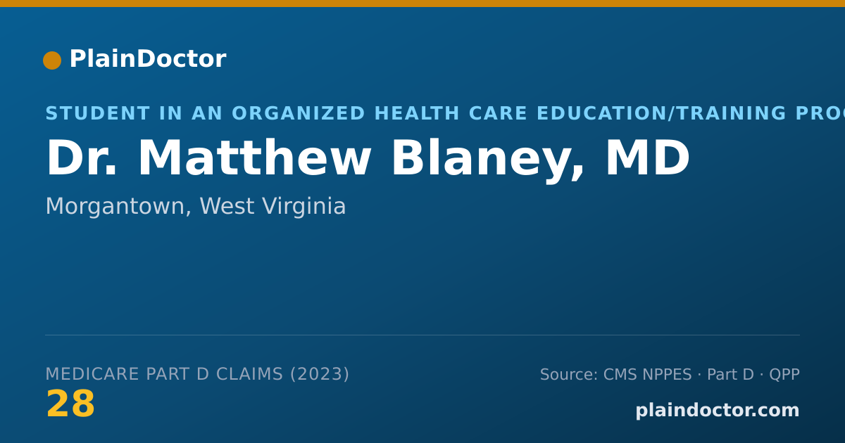 Shareable card for Matthew Blaney, MD - Student in an Organized Health Care Education/Training Program, Morgantown, WV