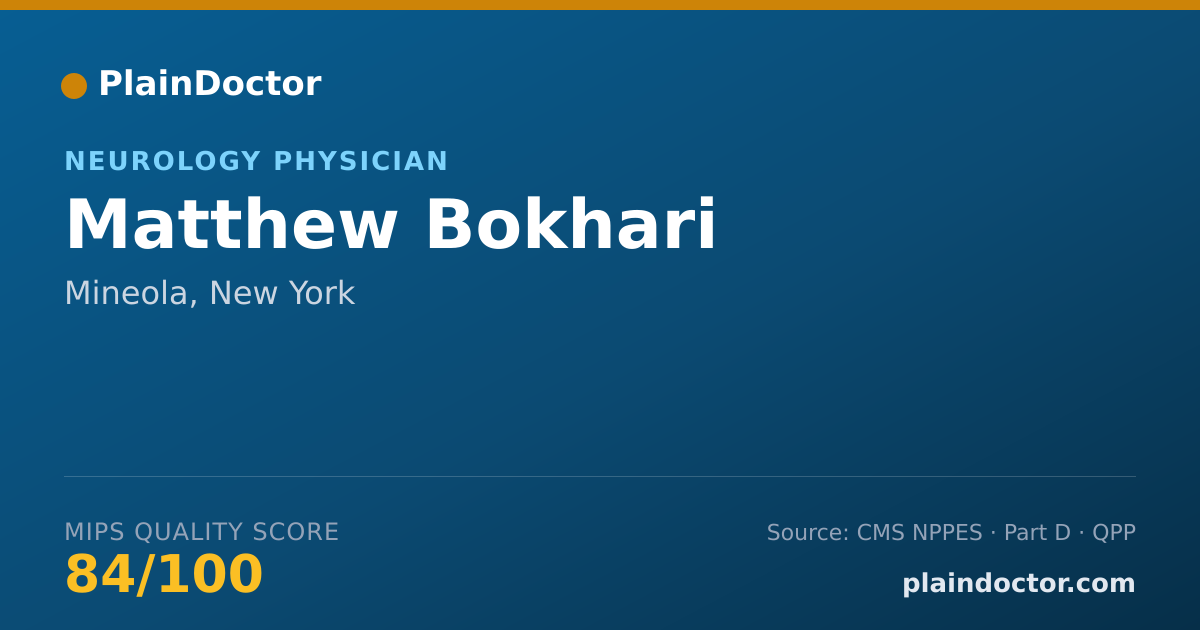 Shareable card for Matthew Bokhari - Neurology Physician, Mineola, NY