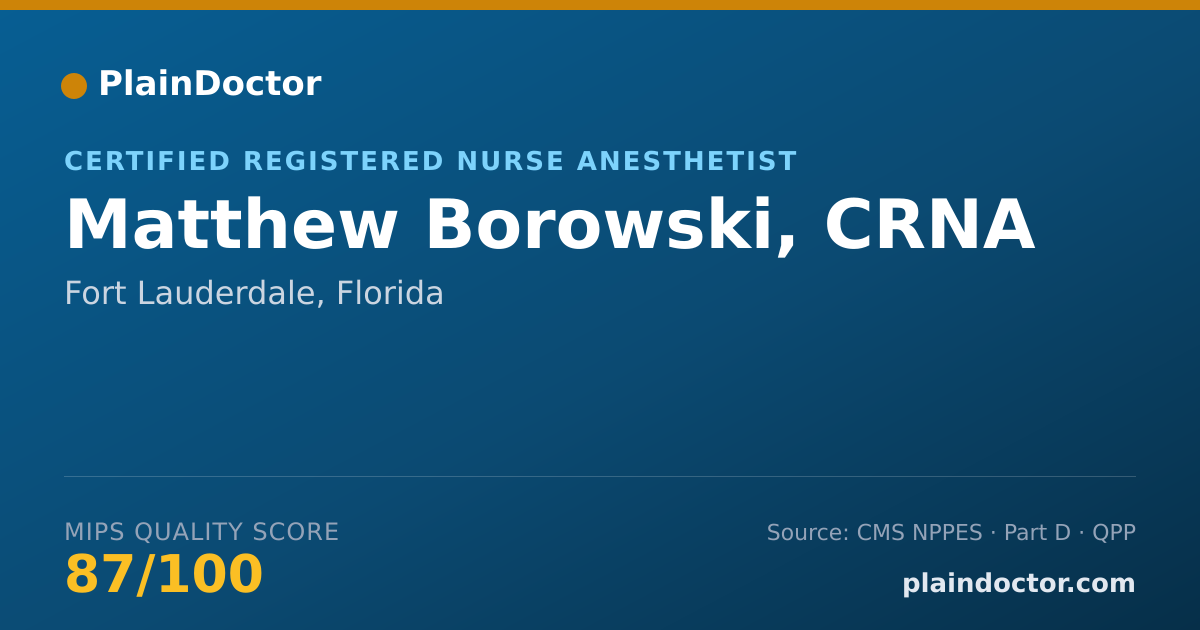 Shareable card for Matthew Borowski, CRNA - Certified Registered Nurse Anesthetist, Fort Lauderdale, FL