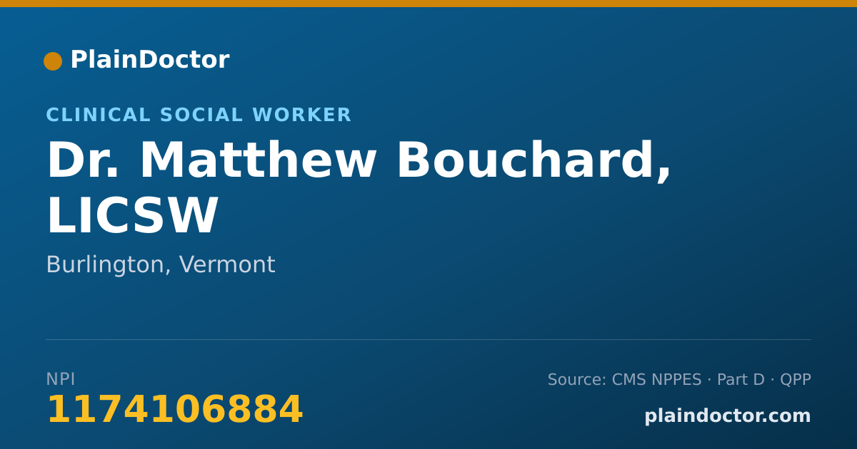 Shareable card for Matthew Bouchard, LICSW - Clinical Social Worker, Burlington, VT