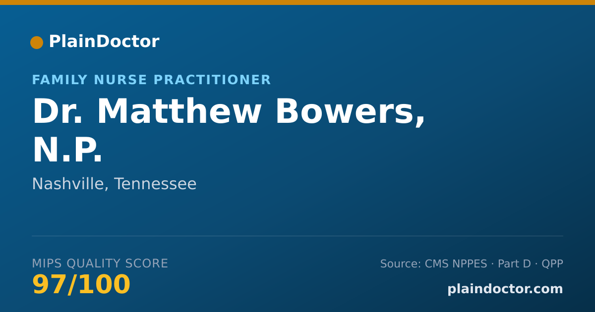 Shareable card for Matthew Bowers, N.P. - Family Nurse Practitioner, Nashville, TN
