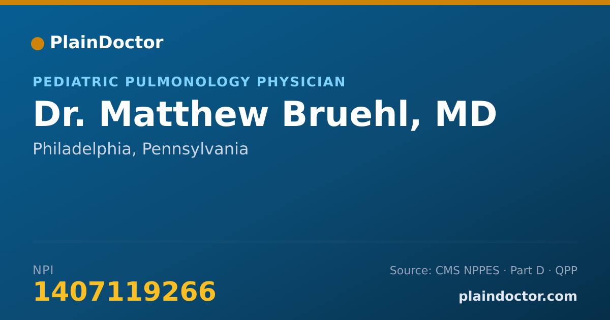 Shareable card for Matthew Bruehl, MD - Pediatric Pulmonology Physician, Philadelphia, PA