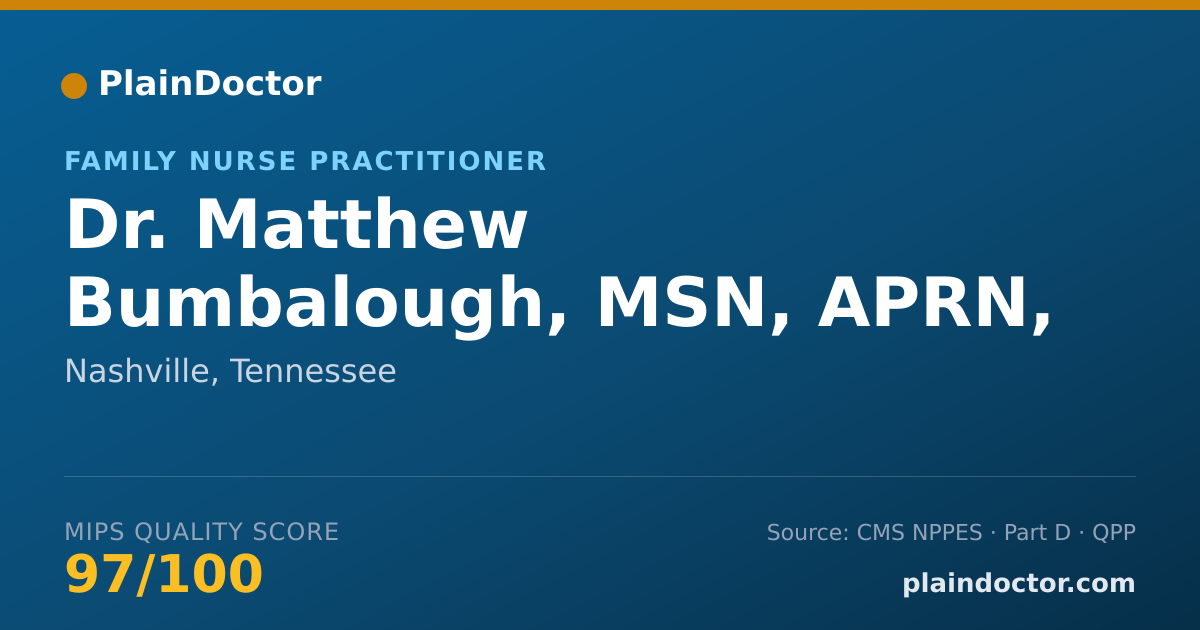 Shareable card for Matthew Bumbalough, MSN, APRN, BC - Family Nurse Practitioner, Nashville, TN