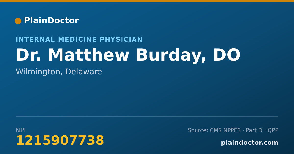 Shareable card for Matthew Burday, DO - Internal Medicine Physician, Wilmington, DE