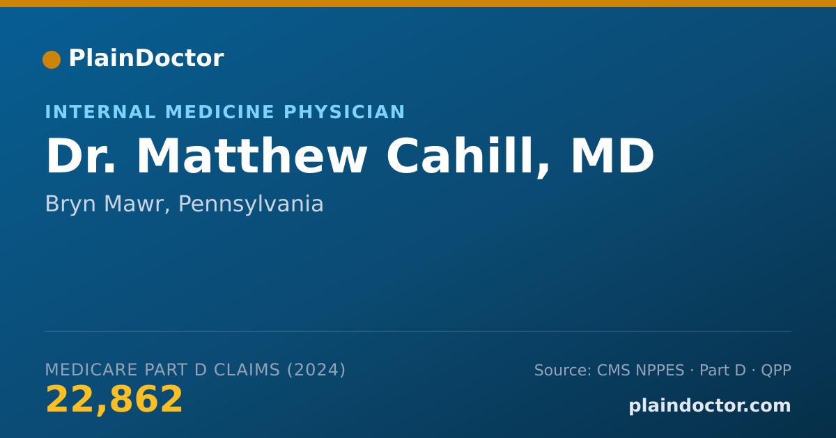 Shareable card for Matthew Cahill, MD - Internal Medicine Physician, Bryn Mawr, PA