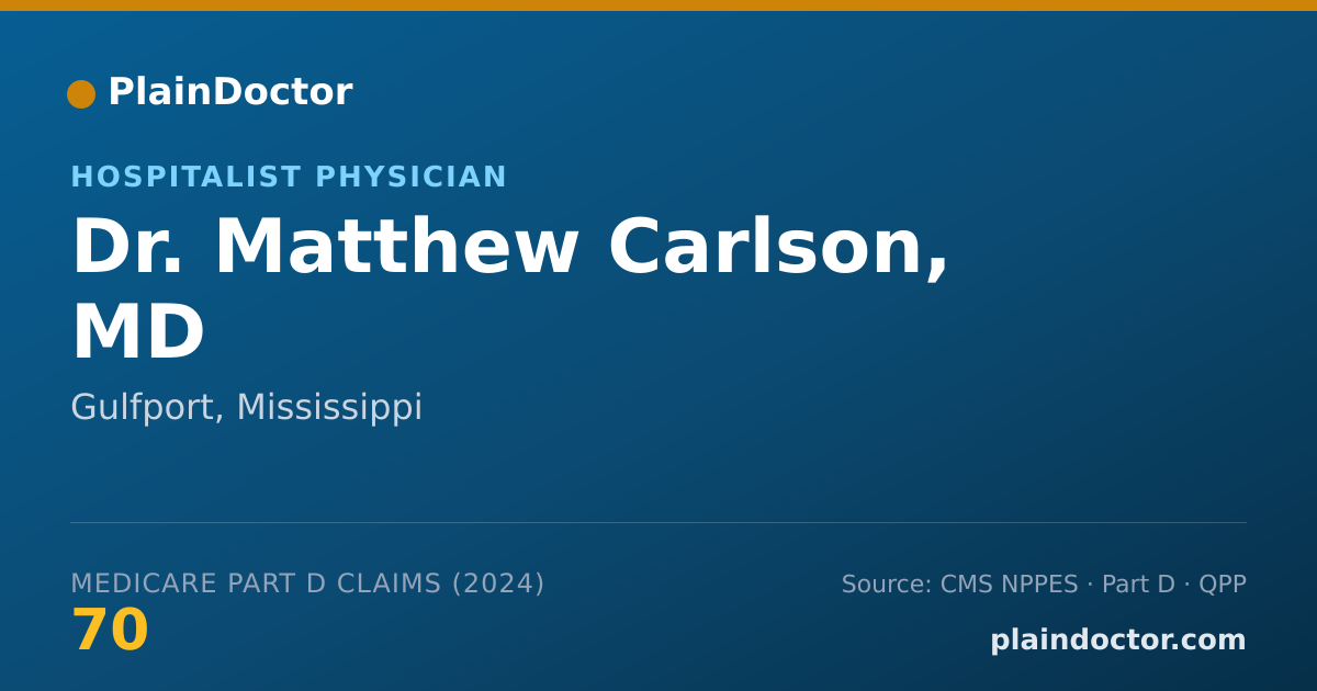 Shareable card for Matthew Carlson, MD - Internal Medicine Physician, Gulfport, MS