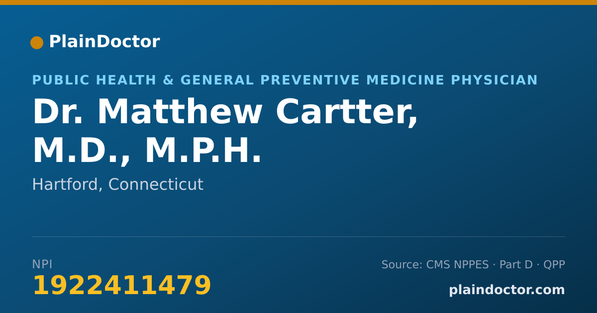 Shareable card for Matthew Cartter, M.D., M.P.H. - Public Health & General Preventive Medicine Physician, Hartford, CT