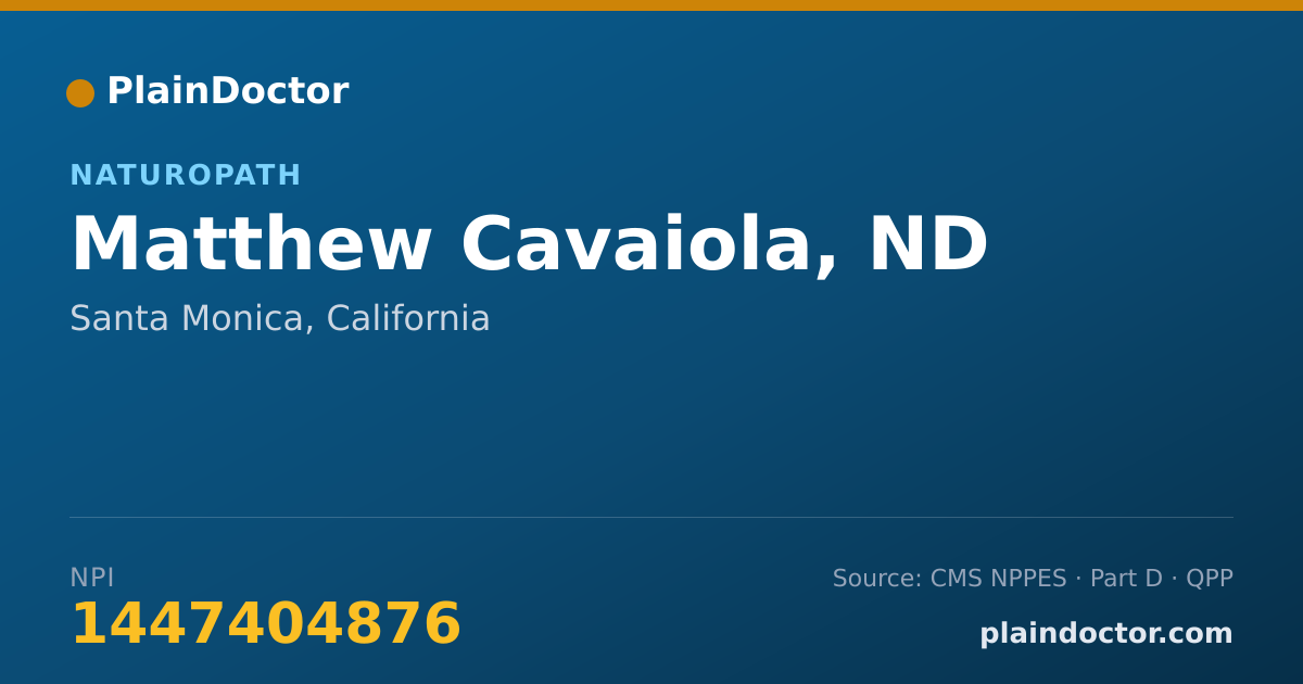 Shareable card for Matthew Cavaiola, ND - Naturopath, Santa Monica, CA