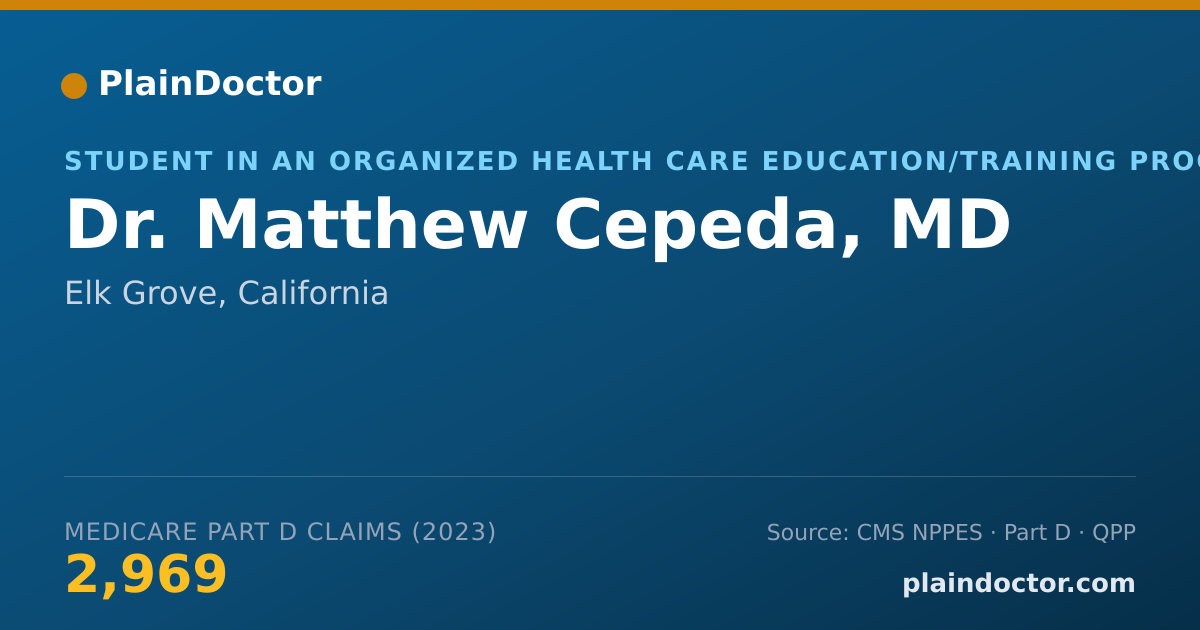 Shareable card for Matthew Cepeda, MD - Student in an Organized Health Care Education/Training Program, Elk Grove, CA