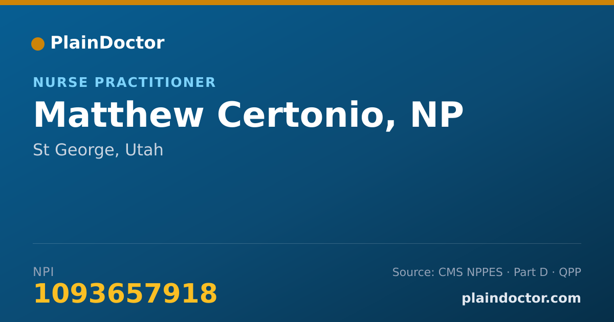 Shareable card for Matthew Certonio, NP - Nurse Practitioner, St George, UT