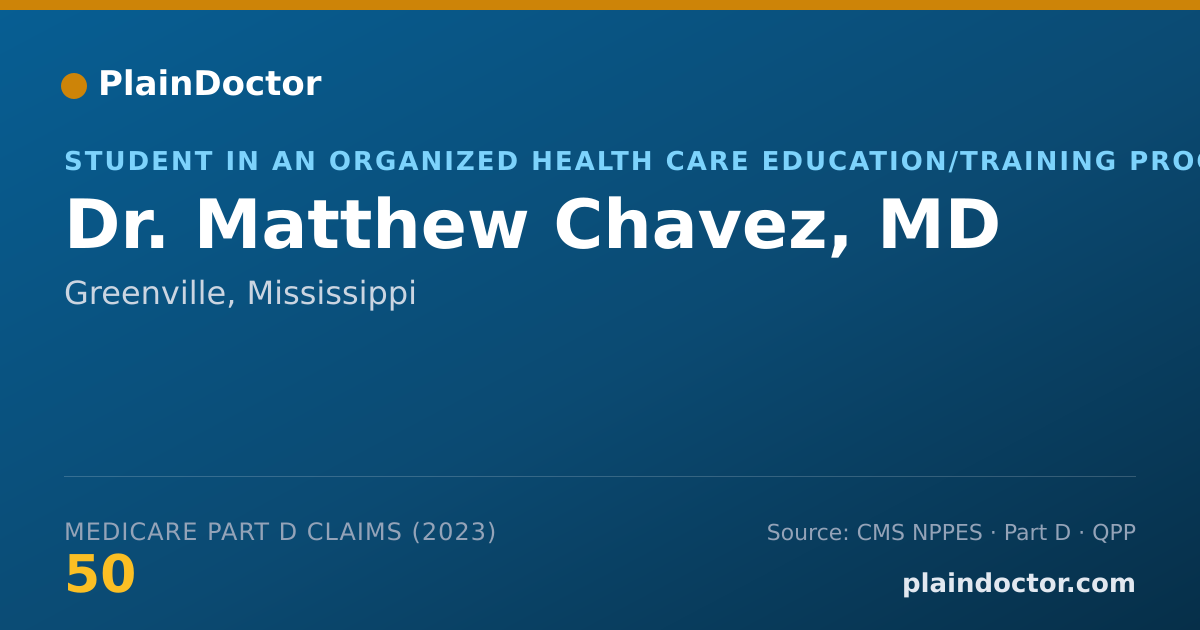 Shareable card for Matthew Chavez, MD - Student in an Organized Health Care Education/Training Program, Greenville, MS